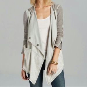 Free People Gray Drippy Linen Hooded Jacket